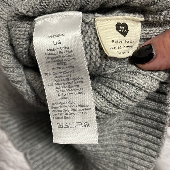 Gray Leopard Sleeve Madewell Tensley Sweater, size L - Picture 5 of 5